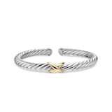 David Yurman Cable Flex X Bracelet In Sterling Silver With 14ct Yellow Gold 6mm - Size Medium
