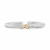 David Yurman Cable Flex X Bracelet In Sterling Silver With 14ct Yellow Gold 6mm - Size Large