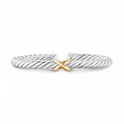37901669 - Cable Flex X Bracelet In Sterling Silver With 14ct Yellow Gold 6mm - Size Large