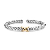 David Yurman Cable Flex X Bracelet In Sterling Silver With 14ct Yellow Gold 6mm - Size Large