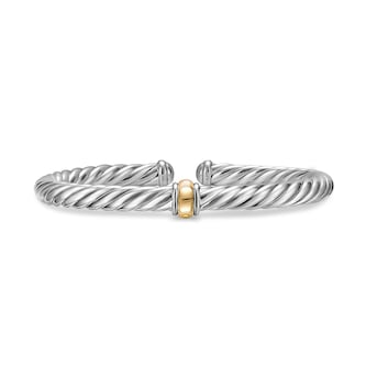 David Yurman Cable Flex Centre Station Bracelet In Sterling Silver With 14ct Yellow Gold, 6mm - Size Small
