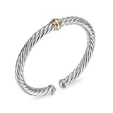 David Yurman Cable Flex Centre Station Bracelet In Sterling Silver With 14ct Yellow Gold, 6mm - Size Small