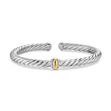 David Yurman Cable Flex Centre Station Bracelet In Sterling Silver With 14ct Yellow Gold, 6mm - Size Small