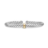 David Yurman Cable Flex Centre Station Bracelet In Sterling Silver With 14ct Yellow Gold, 6mm - Size Medium