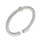 David Yurman Cable Flex Centre Station Bracelet In Sterling Silver With 14ct Yellow Gold, 6mm - Size Medium