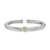 David Yurman Cable Flex Centre Station Bracelet In Sterling Silver With 14ct Yellow Gold, 6mm - Size Medium