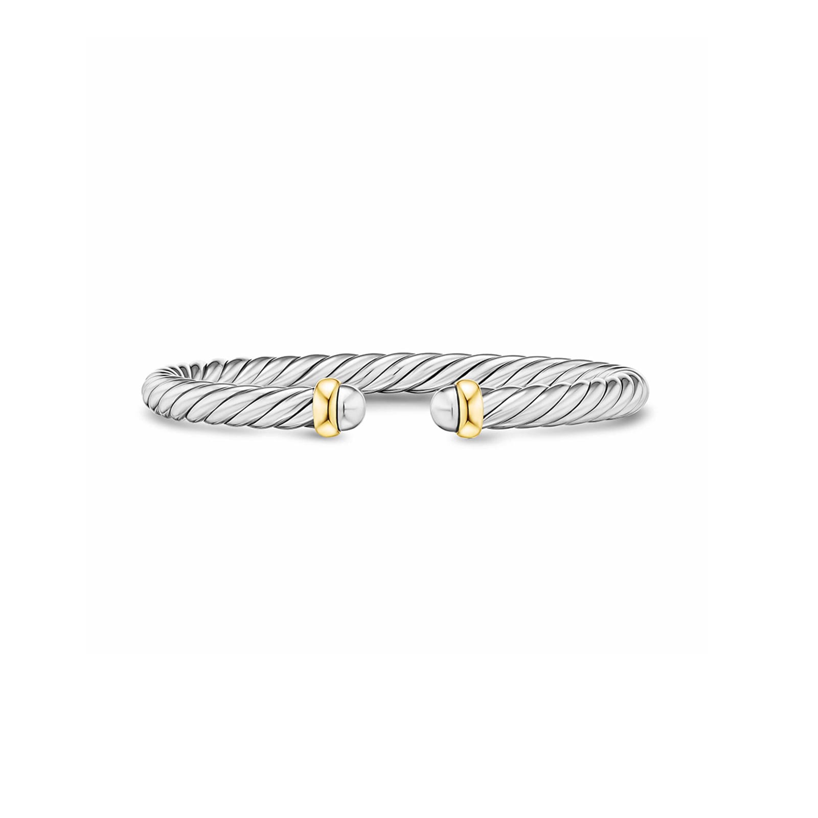 David Yurman Cable Flex Bracelet In Sterling Silver And 14ct Yellow Gold, 6mm - Size Small