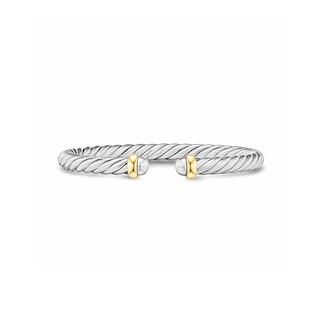 David Yurman Cable Flex Bracelet In Sterling Silver And 14ct Yellow Gold, 6mm - Size Small