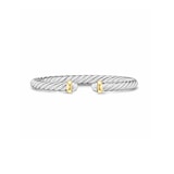 David Yurman Cable Flex Bracelet In Sterling Silver And 14ct Yellow Gold, 6mm - Size Small