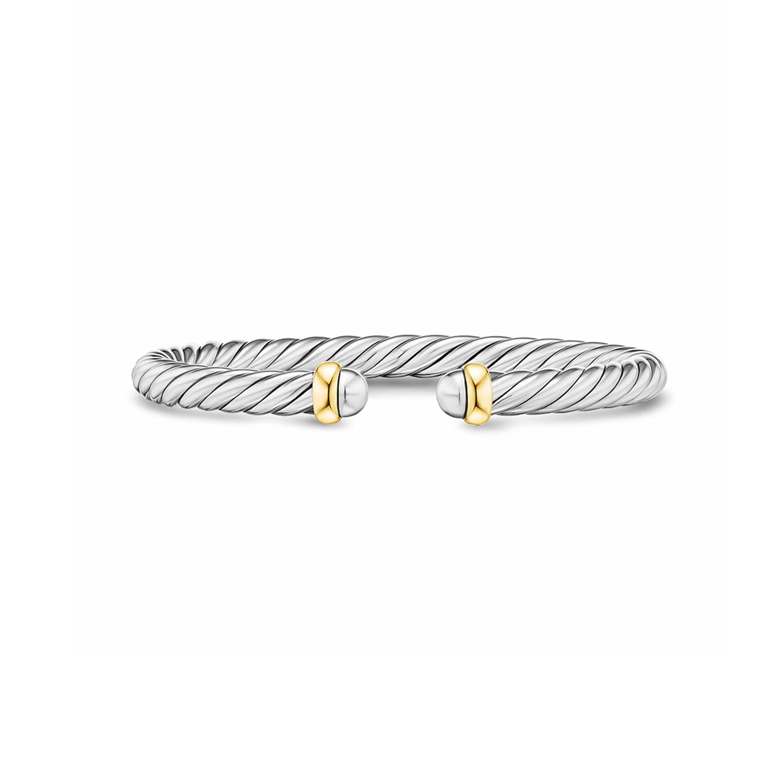 David Yurman Cable Flex Bracelet In Sterling Silver And 14ct Yellow Gold, 6mm - Size Medium