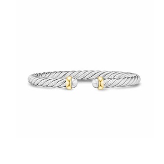 David Yurman Cable Flex Bracelet In Sterling Silver And 14ct Yellow Gold, 6mm - Size Medium