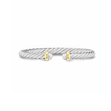 David Yurman Cable Flex Bracelet In Sterling Silver And 14ct Yellow Gold, 6mm - Size Medium