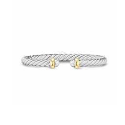 37901674 - Cable Flex Bracelet In Sterling Silver And 14ct Yellow Gold, 6mm - Size Medium