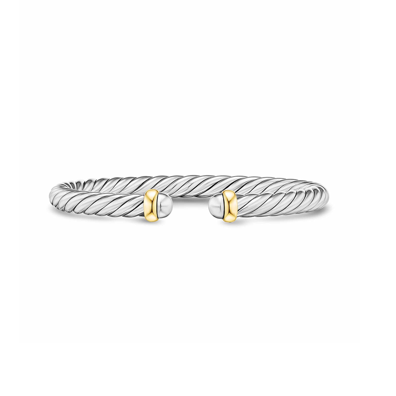 David Yurman Cable Flex Bracelet In Sterling Silver And 14ct Yellow Gold, 6mm - Size Large