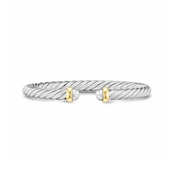 37901675 - Cable Flex Bracelet In Sterling Silver And 14ct Yellow Gold, 6mm - Size Large