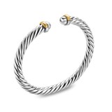 David Yurman Cable Flex Bracelet In Sterling Silver And 14ct Yellow Gold, 6mm - Size Large