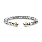 David Yurman Cable Flex Bracelet In Sterling Silver And 14ct Yellow Gold, 6mm - Size Large