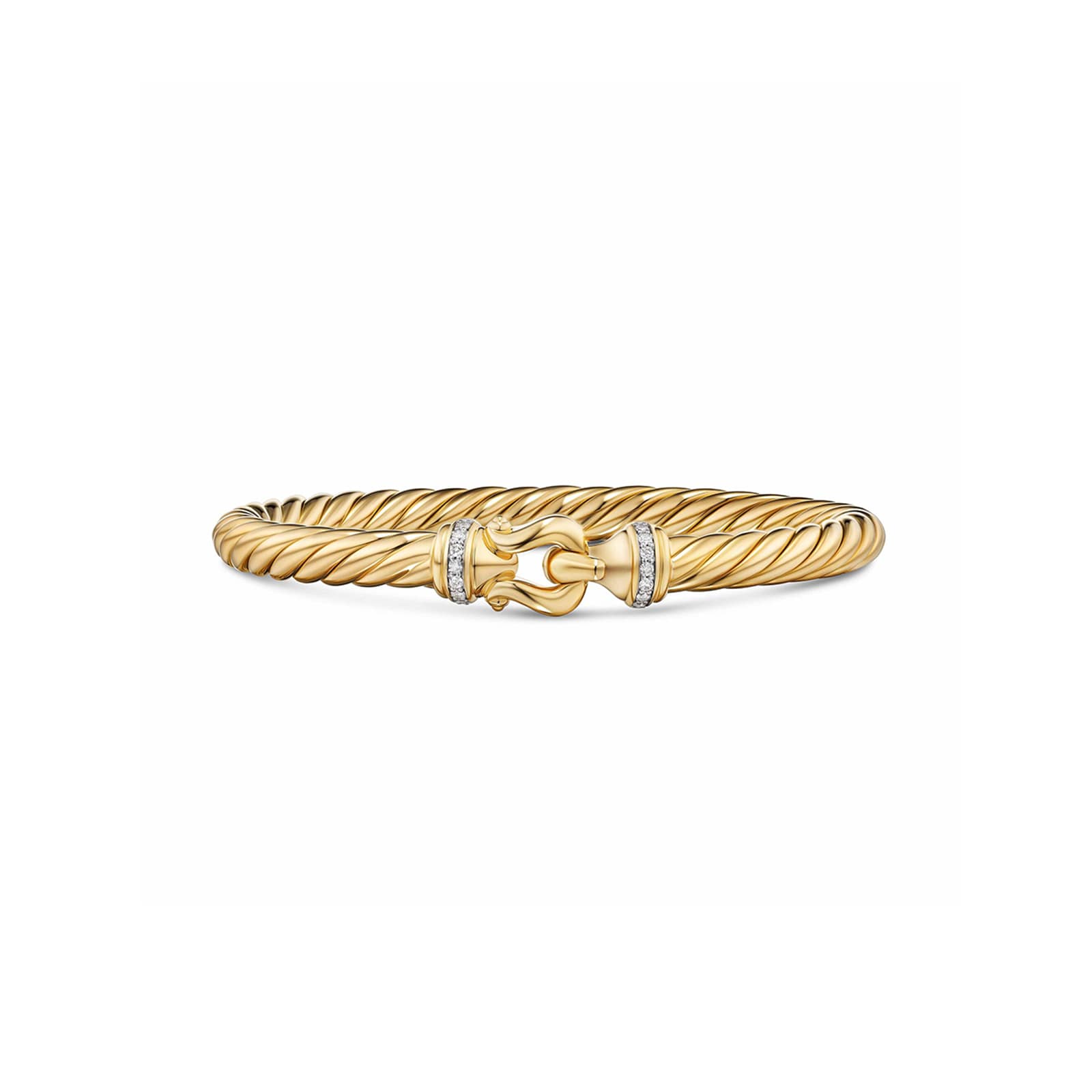David Yurman Cablespira Flex Buckle Bracelet In 18ct Yellow Gold With Diamonds, 6mm - Size Medium