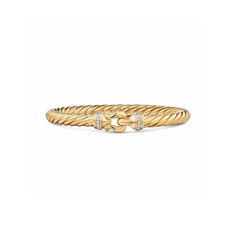 David Yurman Cablespira Flex Buckle Bracelet In 18ct Yellow Gold With Diamonds, 6mm - Size Medium