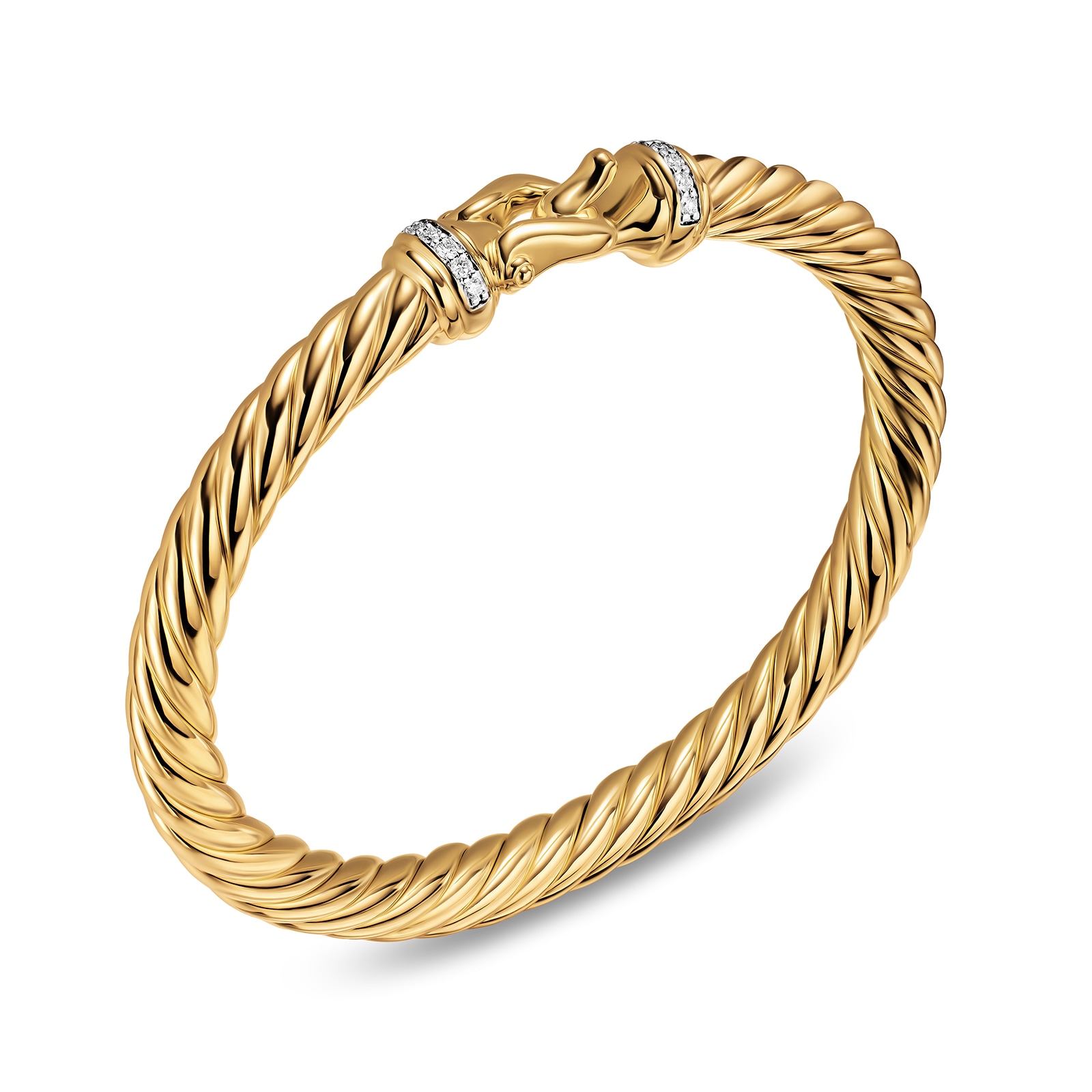 David Yurman Cablespira Flex Buckle Bracelet In 18ct Yellow Gold With Diamonds, 6mm - Size Medium David Yurman Cablespira Flex Buckle Bracelet In 18ct Yellow Gold With Diamonds, 6mm - Size Medium