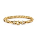 David Yurman Cablespira Flex Buckle Bracelet In 18ct Yellow Gold With Diamonds, 6mm - Size Medium