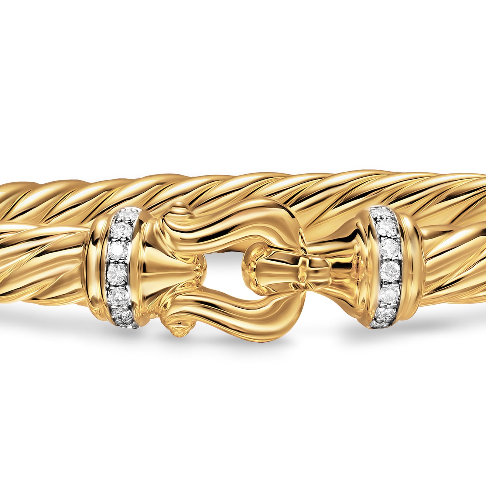 David Yurman Cablespira Flex Buckle Bracelet In 18ct Yellow Gold With Diamonds, 6mm - Size Medium David Yurman Cablespira Flex Buckle Bracelet In 18ct Yellow Gold With Diamonds, 6mm - Size Medium