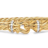 David Yurman Cablespira Flex Buckle Bracelet In 18ct Yellow Gold With Diamonds, 6mm - Size Medium