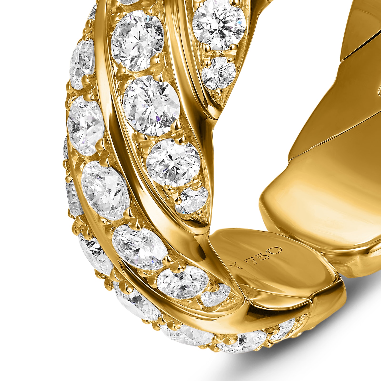 David Yurman Sculpted Cable Flex Band Ring In 18ct Yellow Gold With Diamonds, 7.5mm - Ring Size 6-7