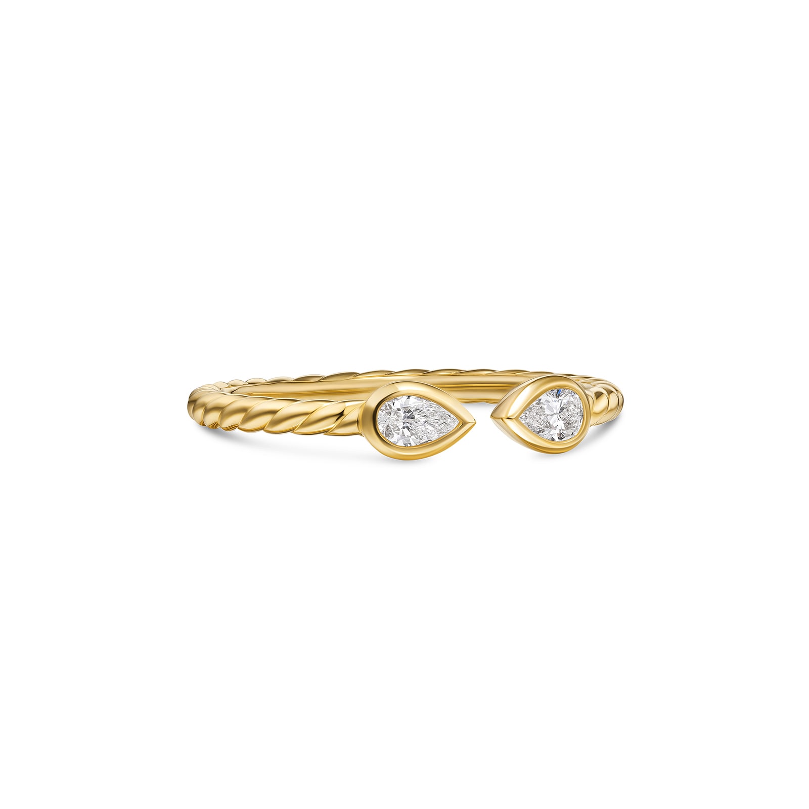 David Yurman Petite Modern Renaissance® Open Pear Ring In 18ct Yellow Gold With Diamonds, 3.7mm - Ring Size 6