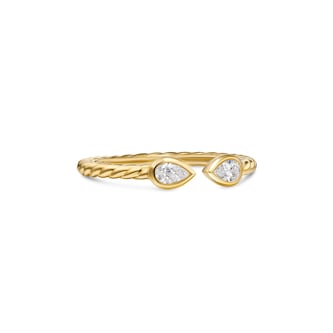 David Yurman Petite Modern Renaissance® Open Pear Ring In 18ct Yellow Gold With Diamonds, 3.7mm - Ring Size 6
