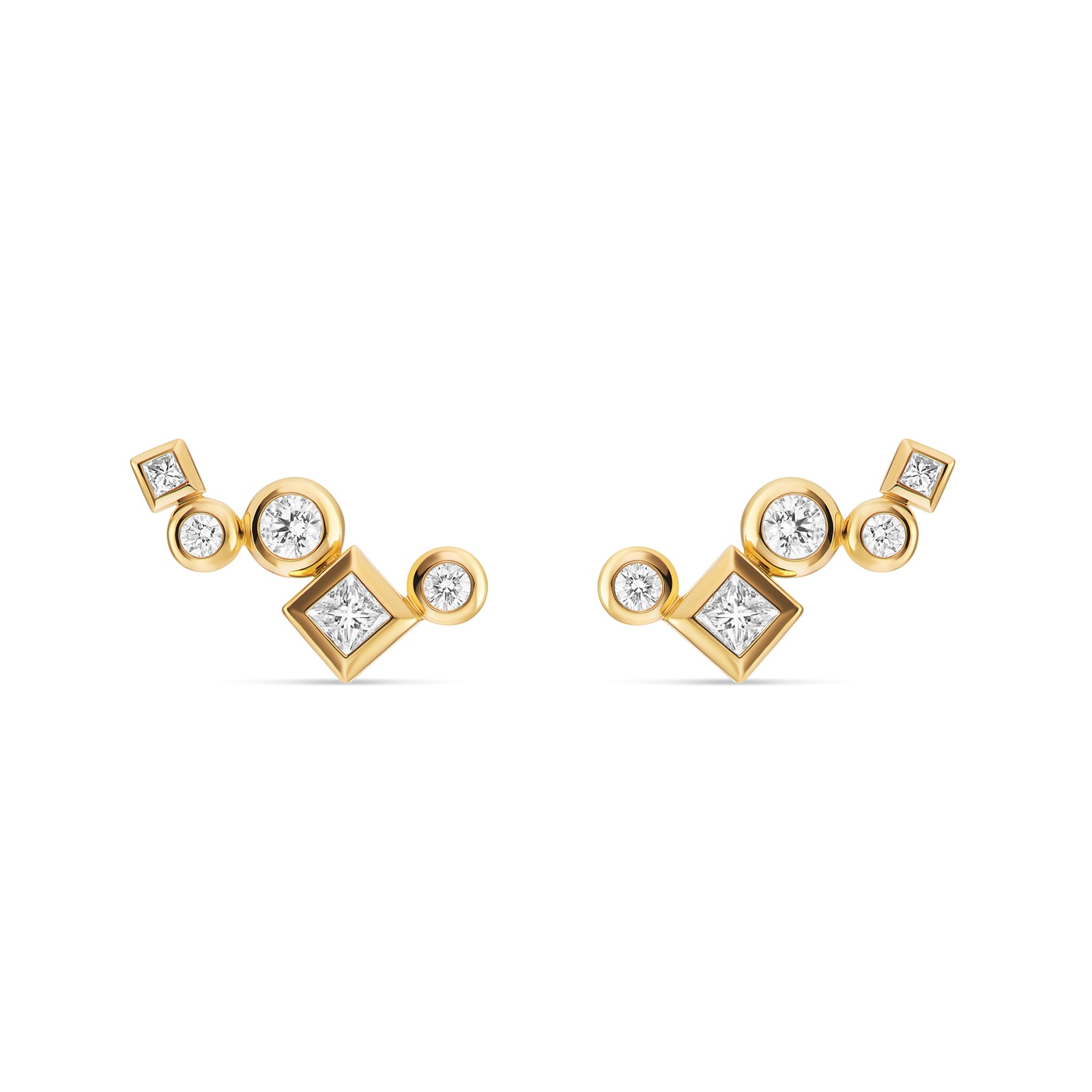 David Yurman Petite Modern Renaissance® Climber Earrings In 18ct Yellow Gold With Diamonds, 15mm