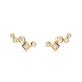 David Yurman Petite Modern Renaissance® Climber Earrings In 18ct Yellow Gold With Diamonds, 15mm
