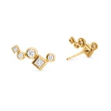 David Yurman Petite Modern Renaissance® Climber Earrings In 18ct Yellow Gold With Diamonds, 15mm