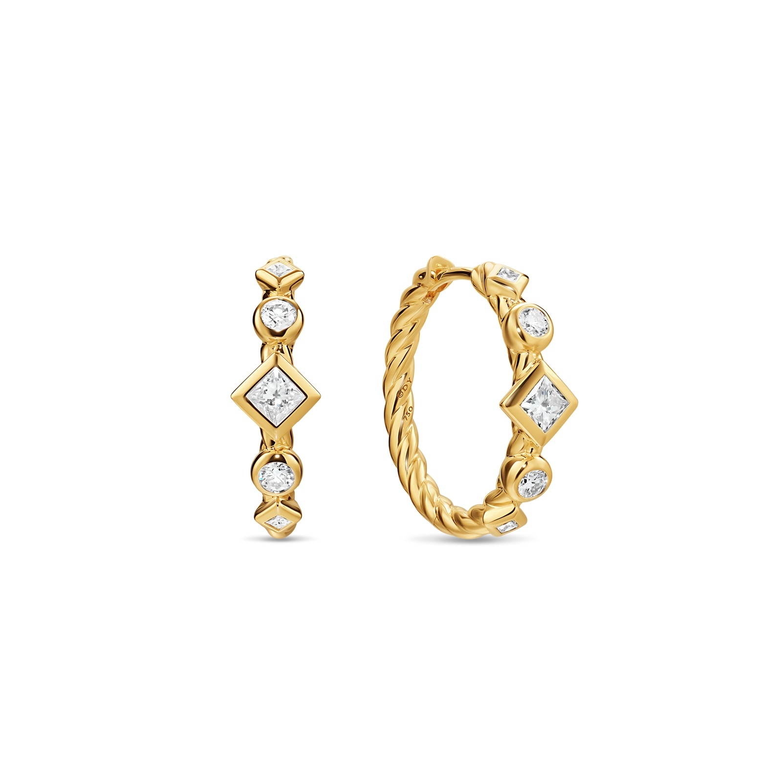 David Yurman Renaissance Petite Modern Hoop Earrings In 18ct Yellow Gold With Diamonds, 6.4mm David Yurman Renaissance Petite Modern Hoop Earrings In 18ct Yellow Gold With Diamonds, 6.4mm