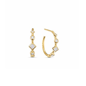 David Yurman Renaissance Petite Modern Hoop Earrings In 18ct Yellow Gold With Diamonds, 6.4mm