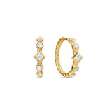 David Yurman Renaissance Petite Modern Hoop Earrings In 18ct Yellow Gold With Diamonds, 6.4mm