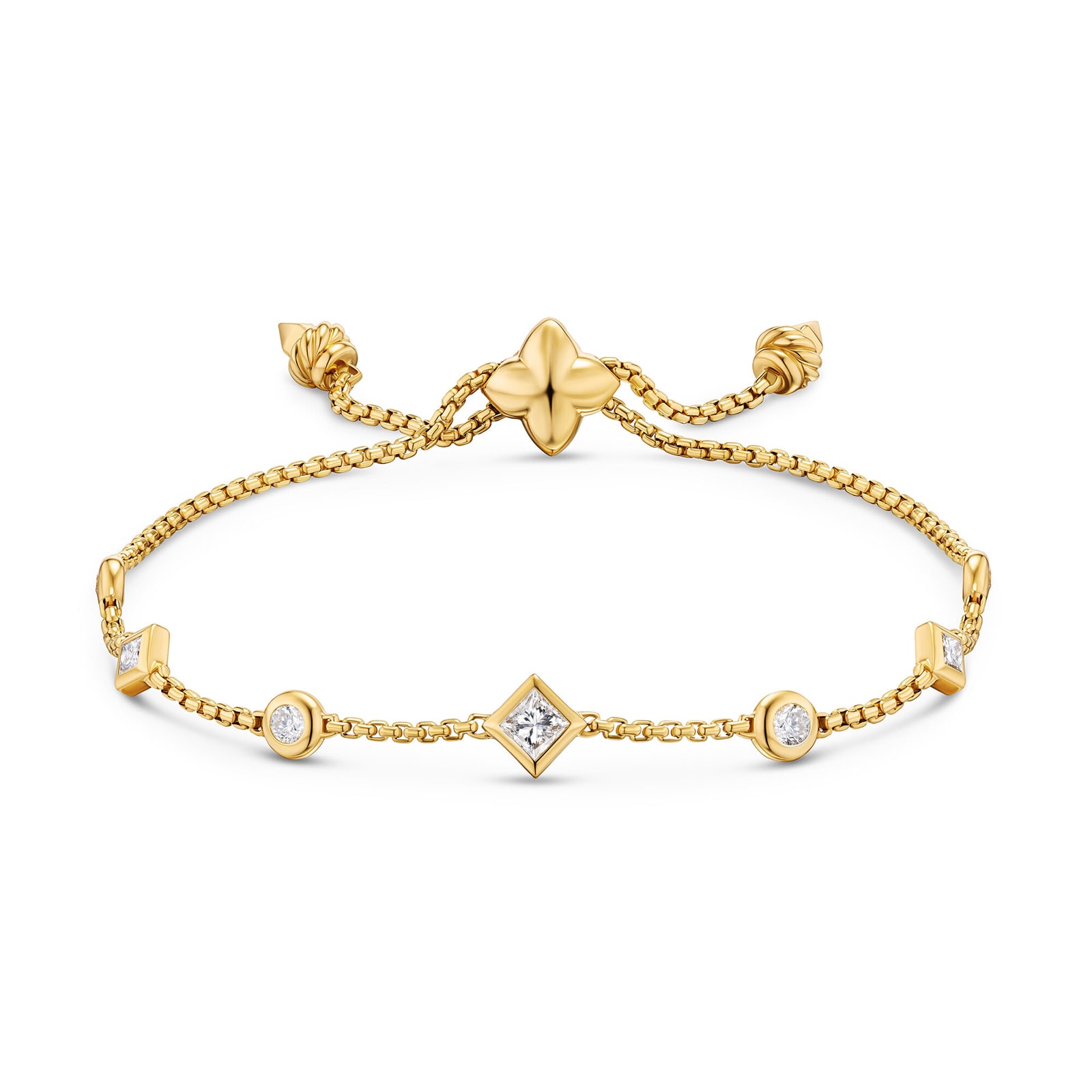 David Yurman Renaissance Petite Modern Station Chain Bracelet In 18ct Yellow Gold With Diamonds, 7.5mm