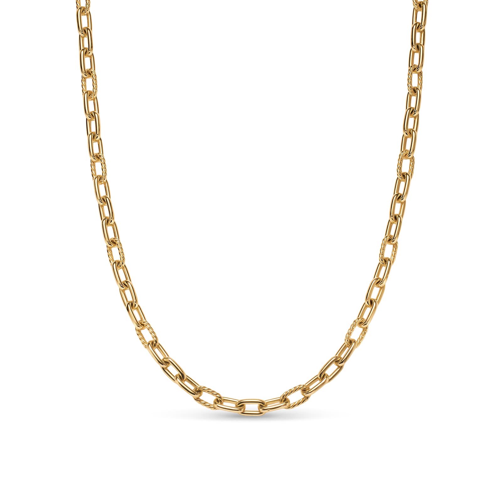 David Yurman DY Madison® Chain Link Necklace In 18ct Yellow Gold, 6mm