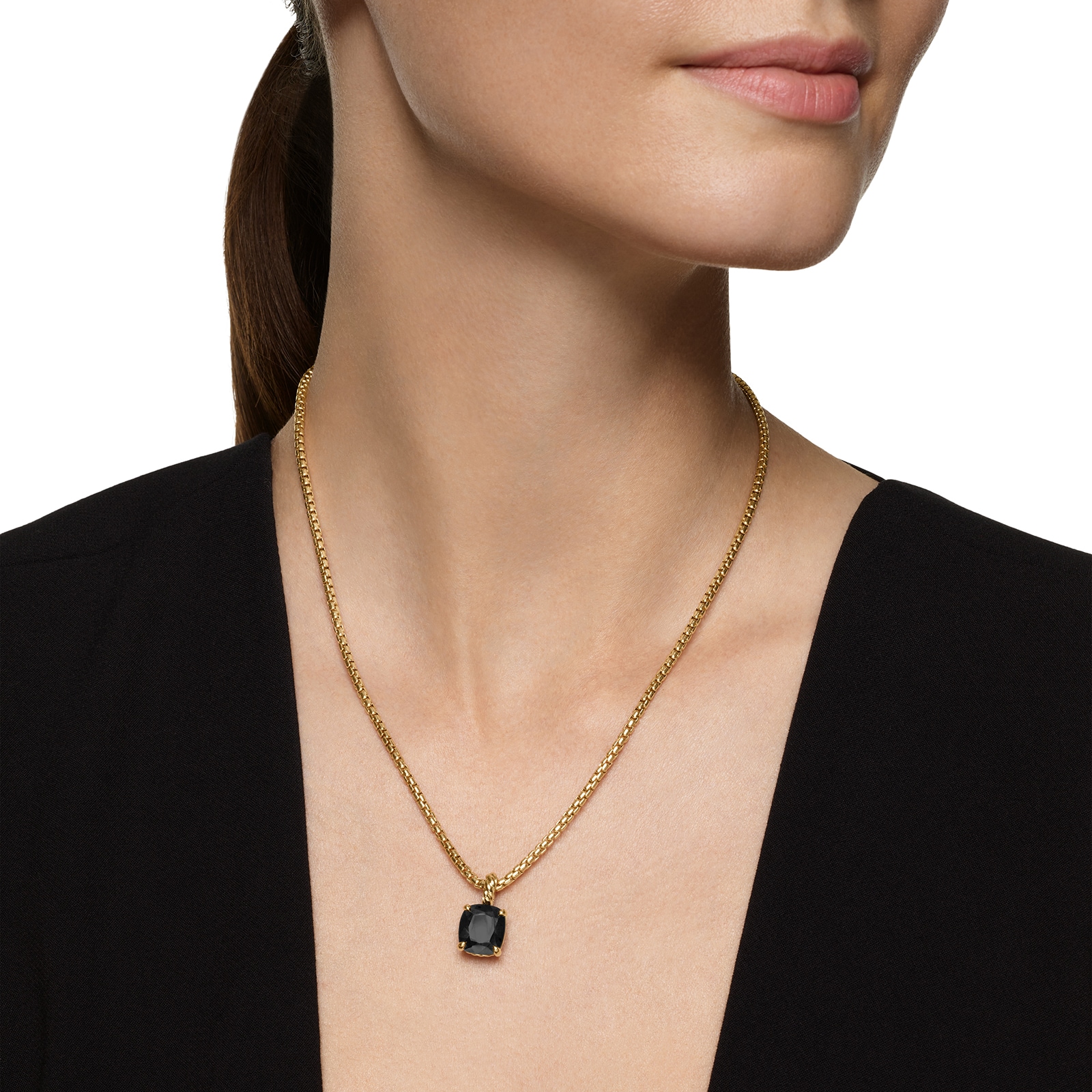 David Yurman Châtelaine® Marbella Pendant In 18ct Yellow Gold With Black Onyx, 11mm David Yurman Châtelaine® Marbella Pendant In 18ct Yellow Gold With Black Onyx, 11mm