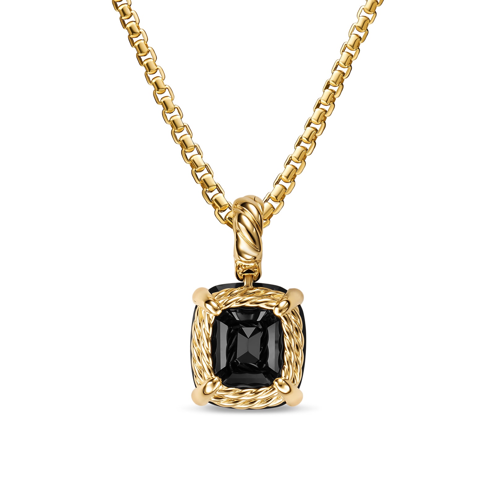 David Yurman Châtelaine® Marbella Pendant In 18ct Yellow Gold With Black Onyx, 11mm David Yurman Châtelaine® Marbella Pendant In 18ct Yellow Gold With Black Onyx, 11mm
