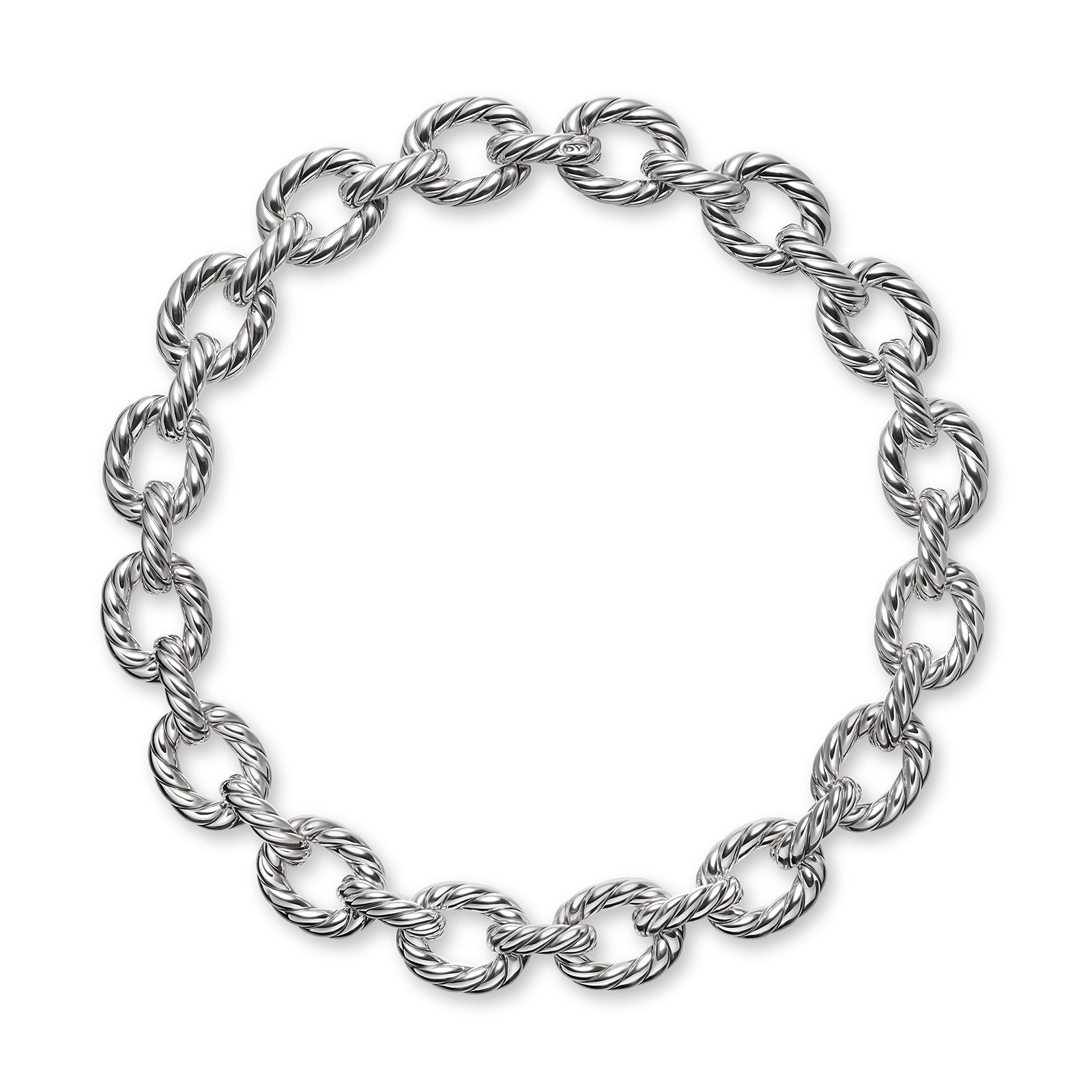 David Yurman Sculpted Cable Oval Link Necklace In Sterling Silver, 18mm