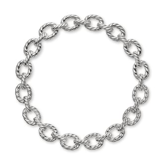 David Yurman Sculpted Cable Oval Link Necklace In Sterling Silver, 18mm