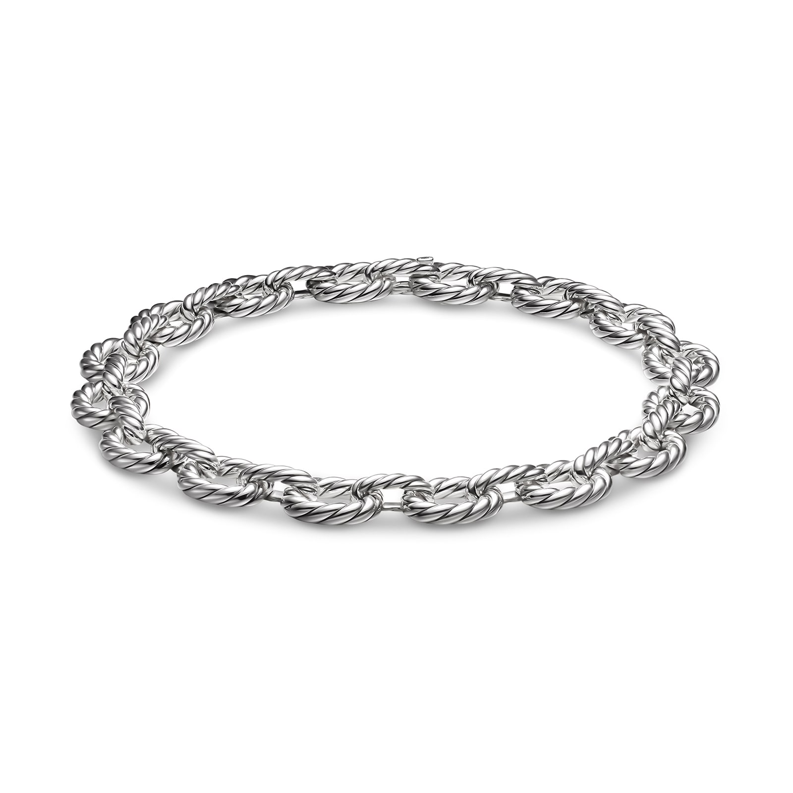 David Yurman Sculpted Cable Oval Link Necklace In Sterling Silver, 18mm