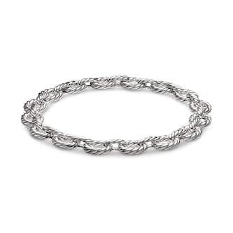 David Yurman Sculpted Cable Oval Link Necklace In Sterling Silver, 18mm