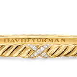 David Yurman Sculpted Cable X Bracelet In 18ct Yellow Gold With Diamonds, 4.6mm - Size Medium