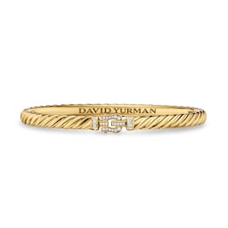 37901693 - Sculpted Cable Buckle Bracelet In 18ct Yellow Gold With Diamonds, 4.6mm - Size Medium