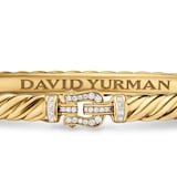 David Yurman Sculpted Cable Buckle Bracelet In 18ct Yellow Gold With Diamonds, 4.6mm - Size Medium