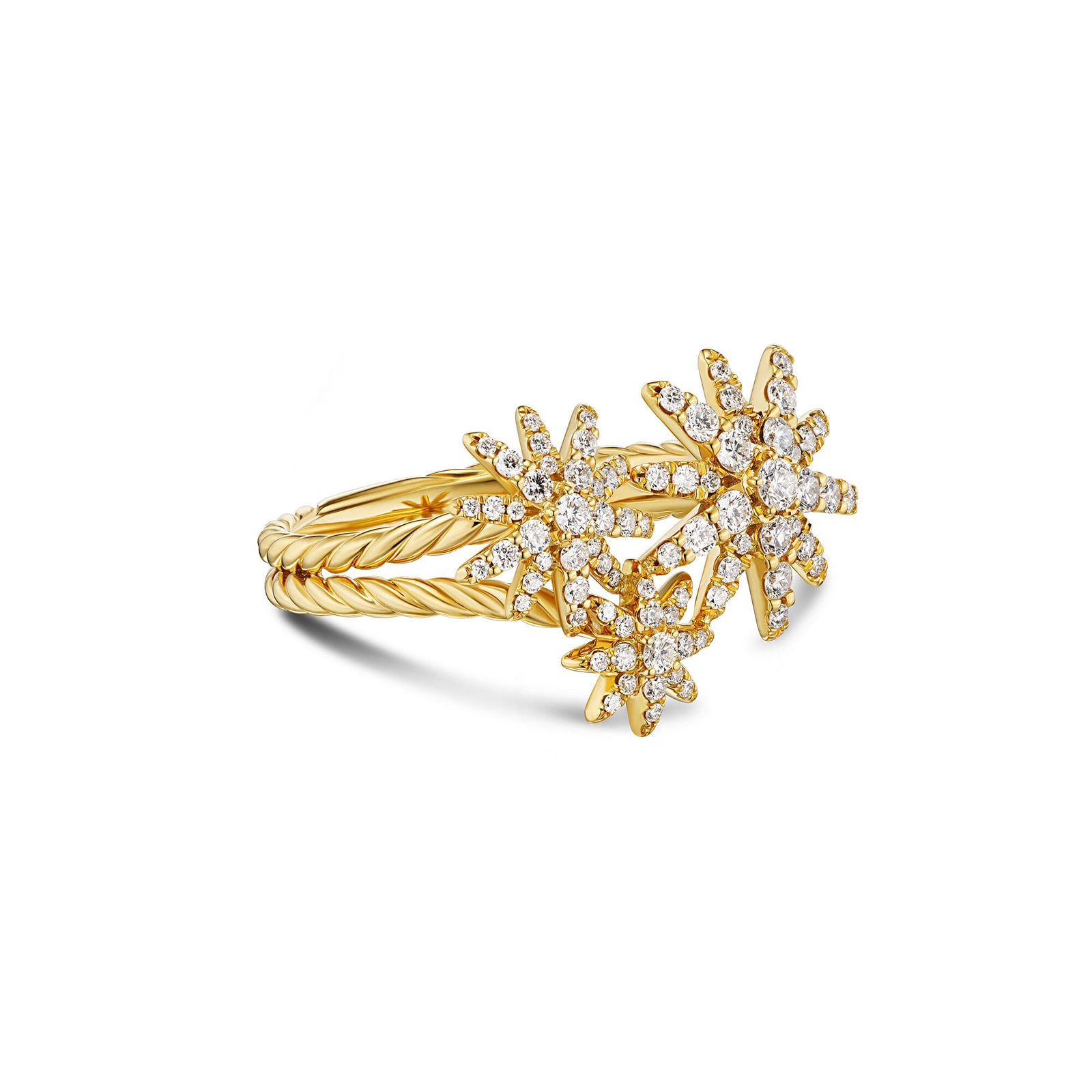 David Yurman Starburst Multi Star Ring In 18ct Yellow Gold With Diamonds - Ring Size 7