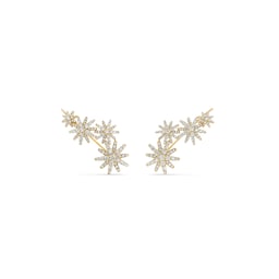 37901695 - Starburst Full Pavé Climber Earrings In 18ct Yellow Gold With Diamonds, 26.9mm