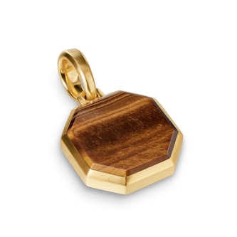 David Yurman Faceted Amulet In 18ct Yellow Gold With Tiger's Eye, 16mm